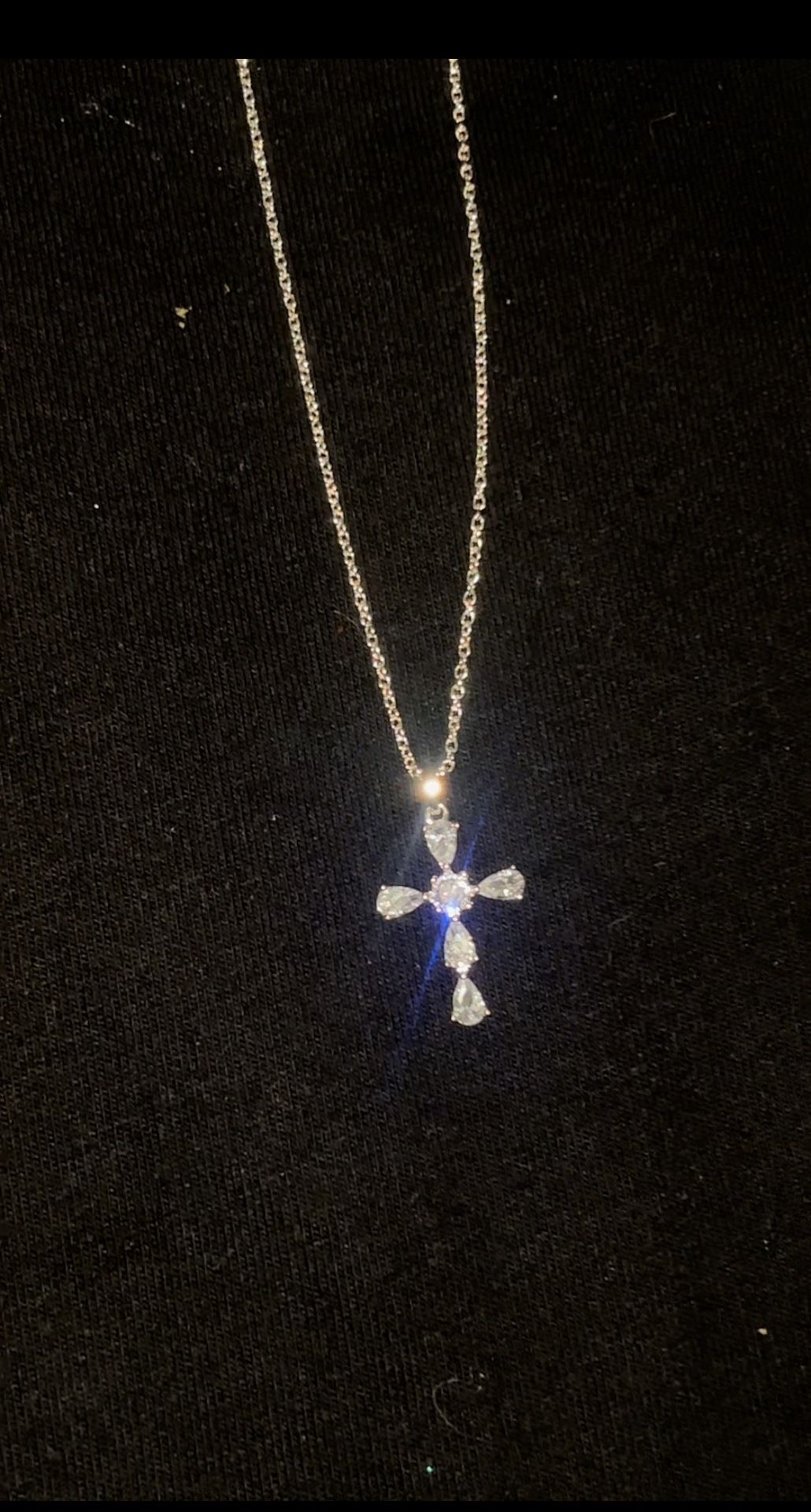 Silver Diamond Out Cross Chain