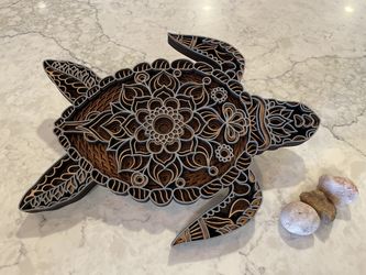 Stained Wood 6-Layer Turtle Mandala - Laser Cut - Breathtaking Beach Home Decor 