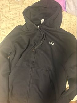 Black alo zip up hoodie size medium