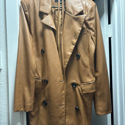 Brown leather Coat 