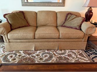 Classic Neutral Upholstered Sofa with Rolled Arms