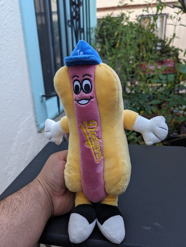 MLB Los Angeles Dodgers Baseball Hot Dog Yellow Plush Toy 12”
