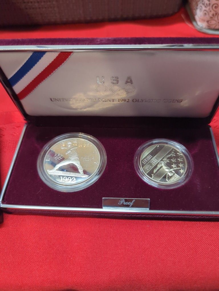 2 Olympic Silver Dollar Sets
