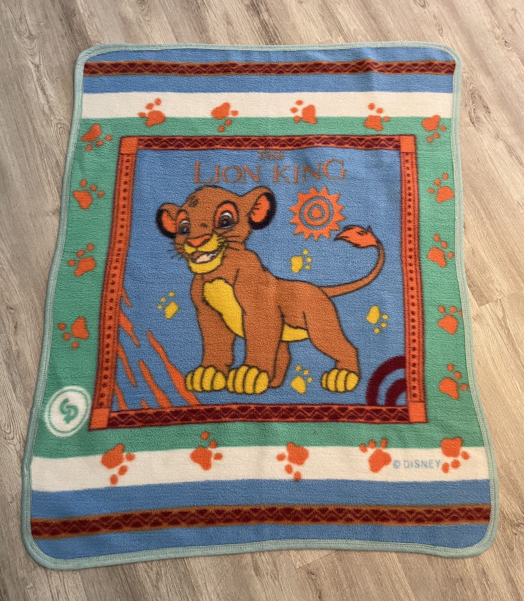 Vintage Lion King Fleece Throw Young Simba Fleece Disney Blanket 42” x 52”