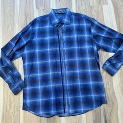 Tailorbyrd Blue Plaid Long Sleeve Button Down Shirt XL  Classic Fit TG
