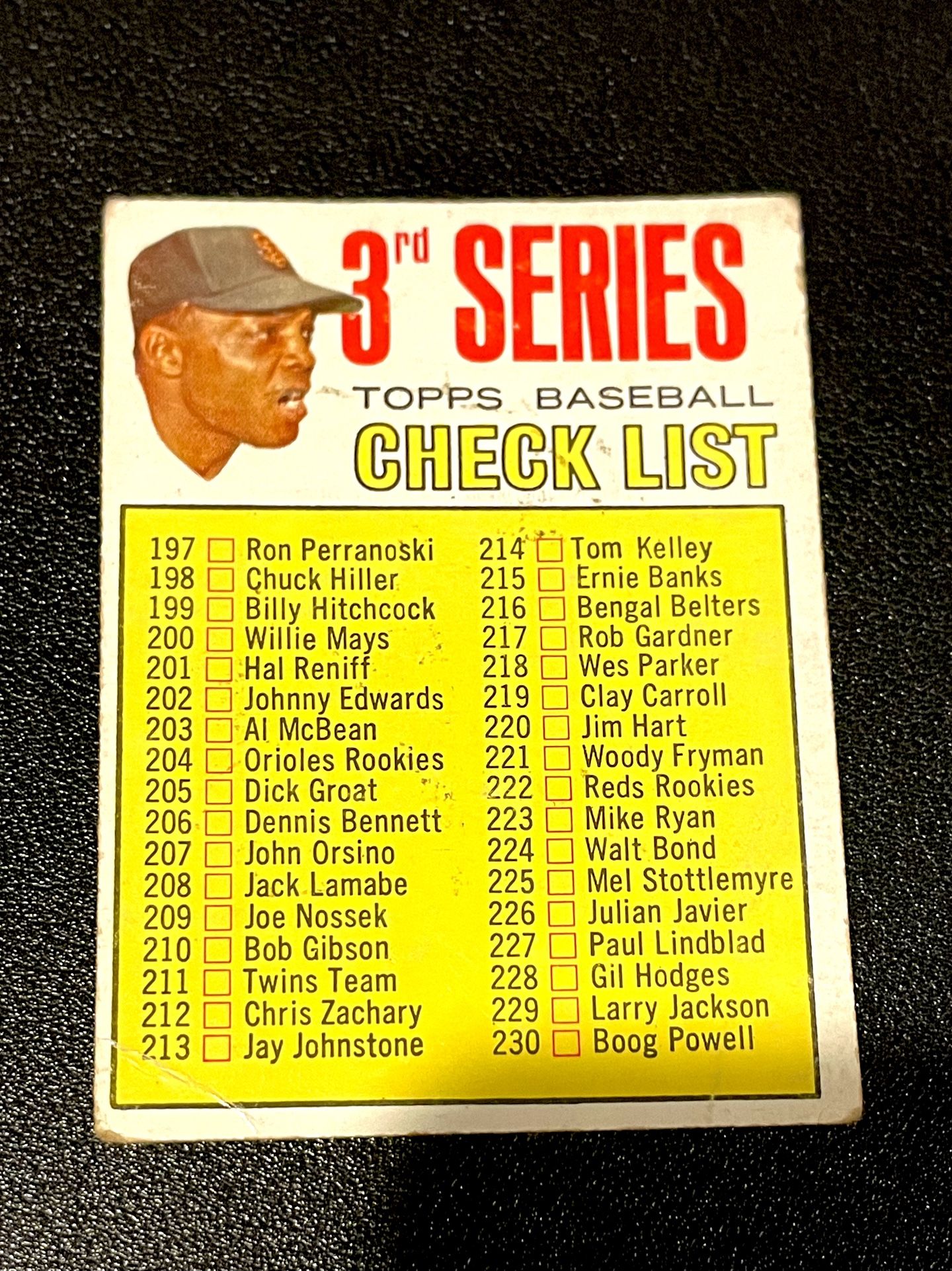 1967 WILLIE MAYS CHECKLIST