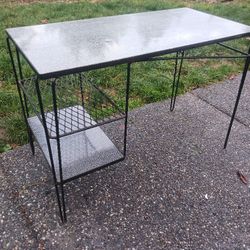 1950s Mid Century Modern Hairpin Desk With Grey Formica Steel
