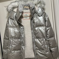 Jacket Coat Snow Abercrombie Kids Silver Waterproof 15/16 years Girls Like New Very Good Condition  fits also women size XS 