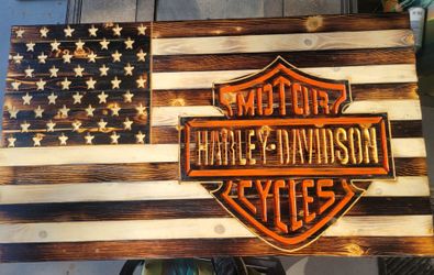 Harley Davidson hand crafted American Flag