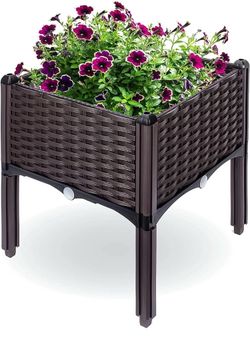 Raised Garden Planter, Resin, Elevated Flower Bed Box Kit for Vegetable, Flower,