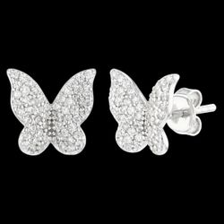 Don Roberto Jewelers Butterfly Earrings Silver Cz.