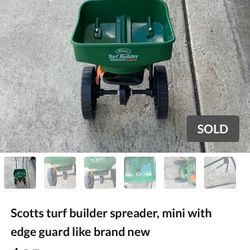 Scotts turf builder spreader, mini with edge guard like brand new