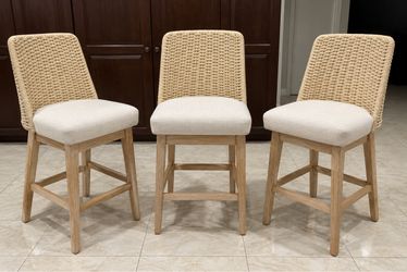 Set of 3 Woven Counter Stools