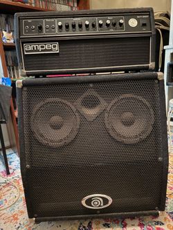 Ampeg bass amp and speaker cabinet