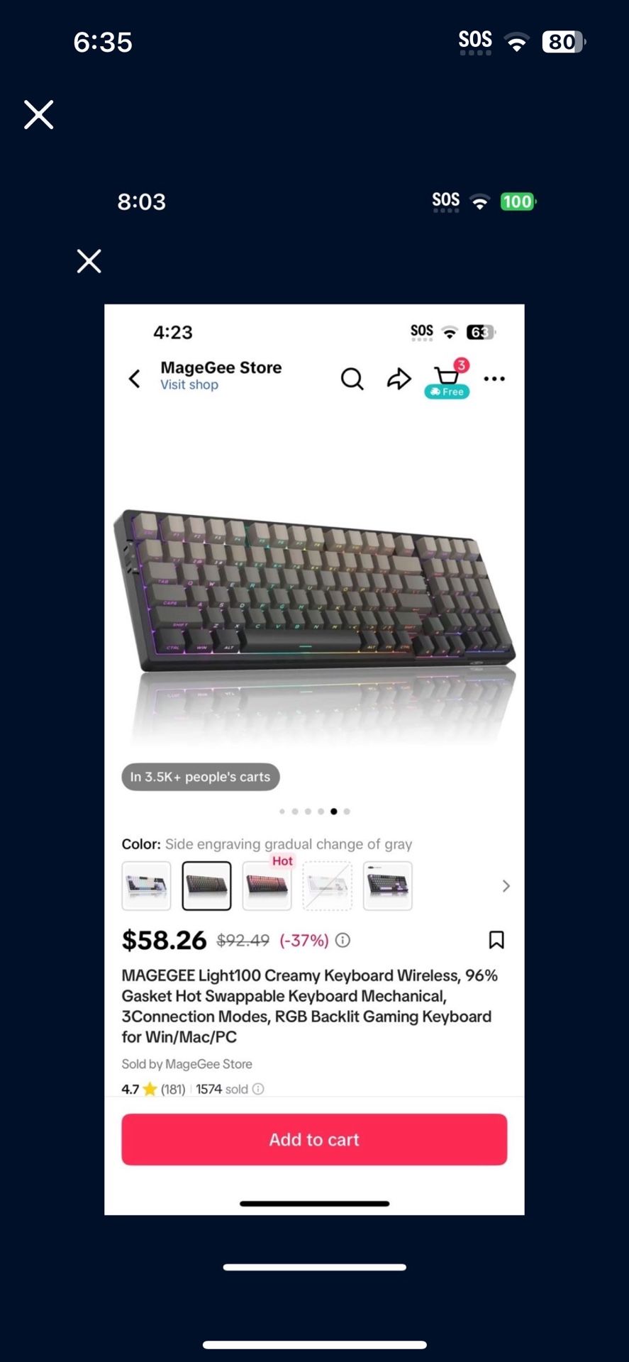 Magege Creamy Keyboard 96% Size