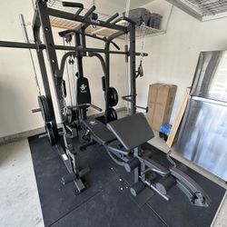Vesta Fitness Smith Machine 1001 w/Bench Attachment | 245lb Cast Iron Olympic Weights | 7ft Olympic Bar | Fitness | Gym Equipment | FREE DELIVERY 🚚 