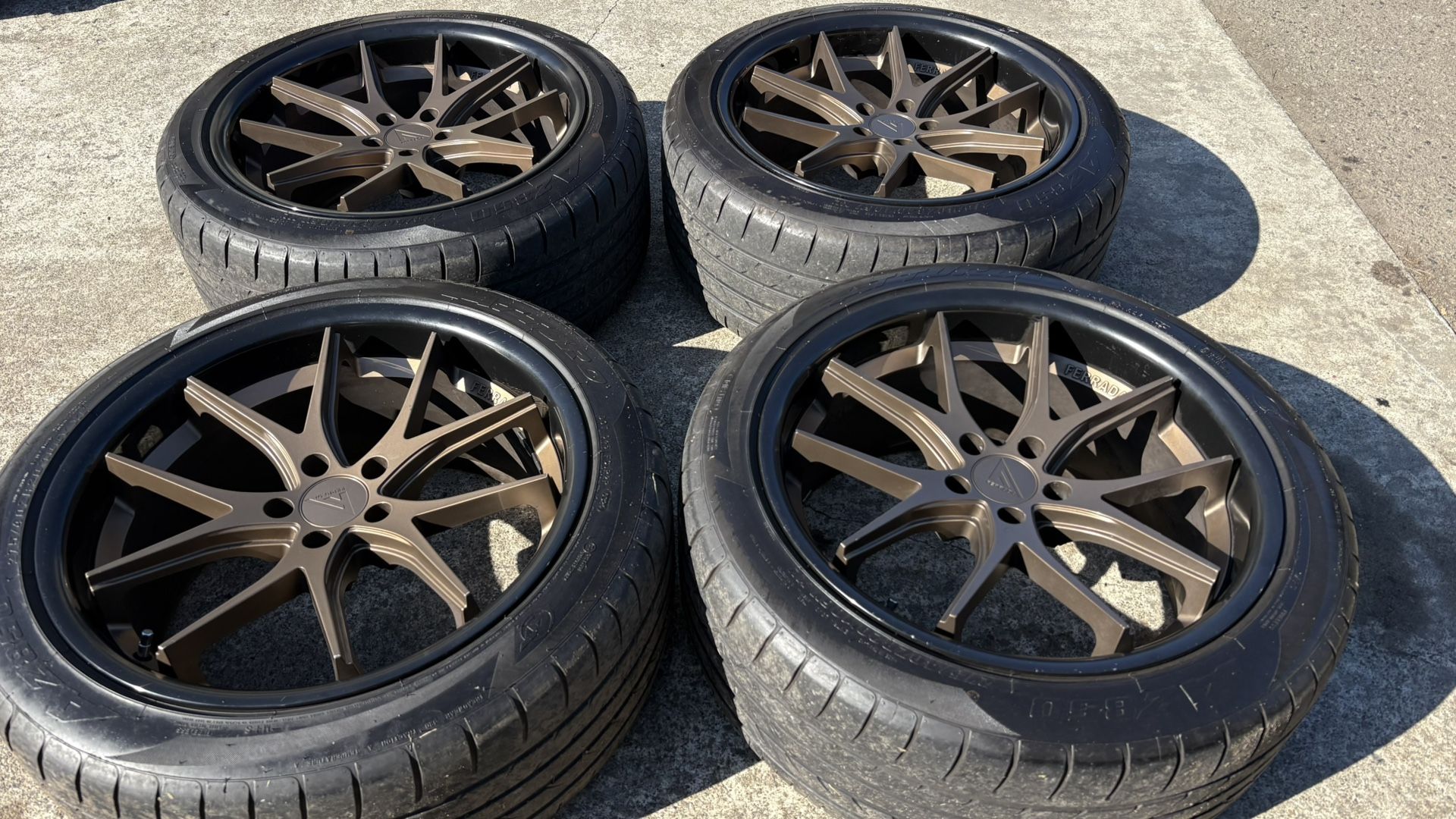 20 INCH FERRADA RIMS AND TIRES 5x112