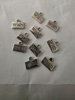 Silver 'Wish' Metal Charms – Set of 10