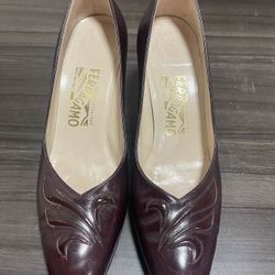 Authentic Salvatore Ferragamo Women's Brown Leather High Heels, Slightly Used, Size 10 Women’s 