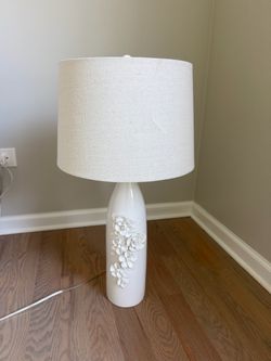 White Ceramic Floral Table Lamp
