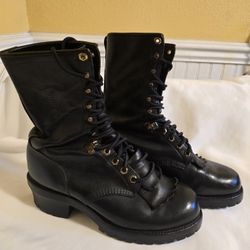 Chippewa 9" Logger Leather Men's Boots Size 9.5  USA Made 