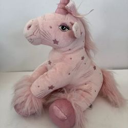 Plush Pink Unicorn Build a Bear Shooting Star Glittery Stuffed Animal 15"
