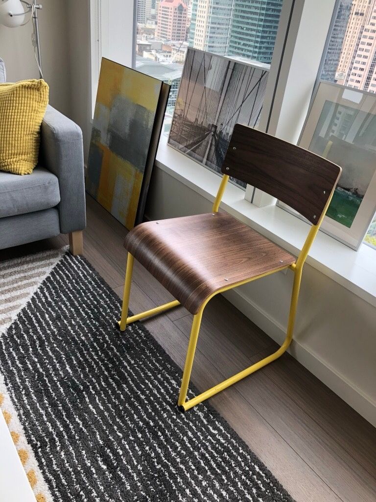 Gus modern design chair fresh yellow color and wood