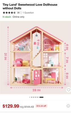 Wood doll house with furniture