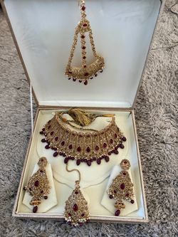 Bridal Jewelry Set with Choker, Earrings, and Maang Tikka