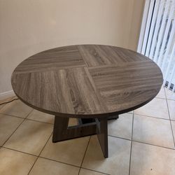 47” Gray Round Wood Dining Table ONLY