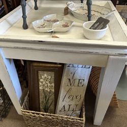 Set of 2 Refinished Large Shabby Chic End Tables