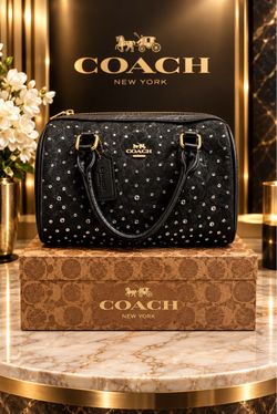 Coach New York Black Signature Studded Satchel