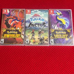 Nintendo Switch Games. Pokémon Scarlet, Pokémon Arceus, Pokémon Violet 