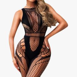 Bodystocking - Fishnet Cut Out Lingerie Mesh Bodysuit One Piece Babydoll Rave Outfits