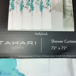 Tahari Shower curtain. Teal Flowers. NIP