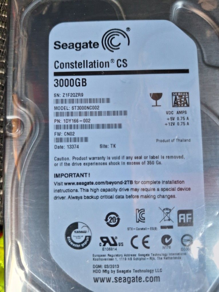 Seagate 3tb CONTELLATION CS HARD DRIVE