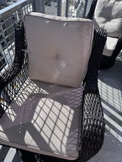 2 Dark Wicker Outdoor rocking Patio Chair with Cushions