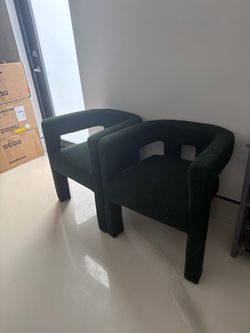 Set of 2 Green Boucle Accent Chairs