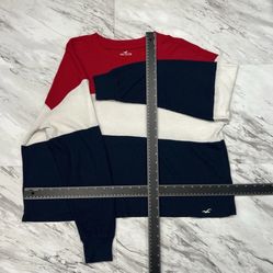 Hollister Boyfriend Tee Waffle Knit Colorblock Long Sleeve Size M #8