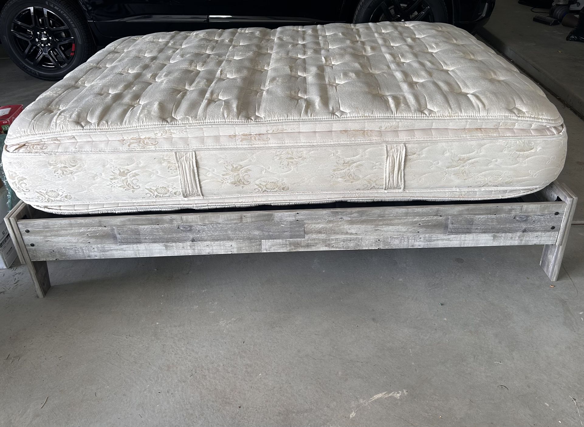Queen bed frame with mattress