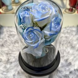 Preserved Soap Flower bouquet In Glass Bottle 