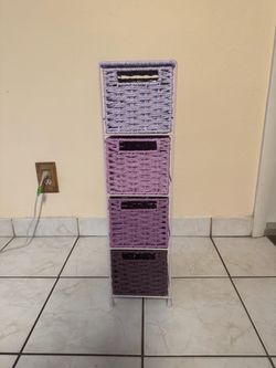 4-Tier Purple Ombre Woven Basket Storage Tower