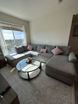 Gray Fabric Sectional Sofa