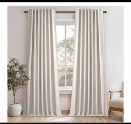 Topfinel 132 Inch CurtainsXL Pinch Pleated 100% Blackout,Thermal Insulated Brich (W52 x L132 x2)