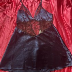dark blue slip satin dress