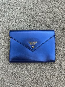 Victoria's Secret Jewel Metallic Envelope Pouch Wallet in blue