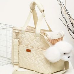 Portable Canvas Dog Carrier Bag - Breathable, Large 