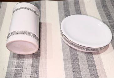 Rhinestone  Ceramic Bathroom Cup and Soap Dish with Rhinestones