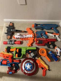 Nerf Guns and Misc Toys With Bins