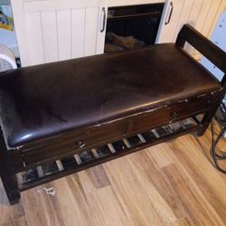 Stained Wood Ottoman